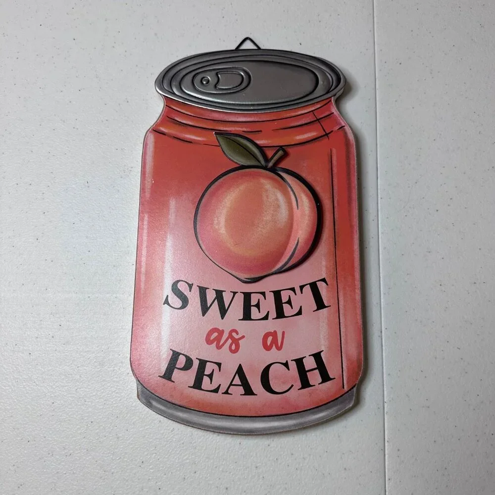 Sweet As A Peach Wall Plaque Sign Home Decoration with Metal accents Wall Sign